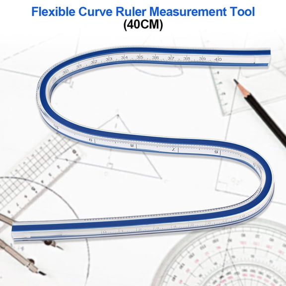 Premium Flexible Curve Ruler Measurement Tool for Drawing, Painting, Graphics and Garment Design, 15.75 inches / 40 cm, Double-Sided Soft Plastic Measuring Ruler for Professionals