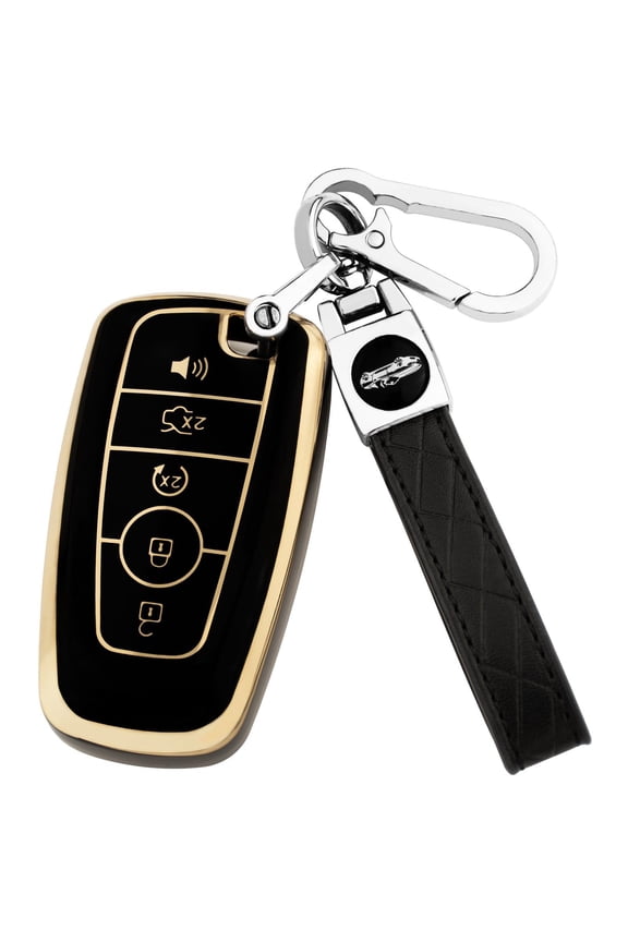 Premium Flexible TPU Key Fob Protector Case with Keychain for 5-Button Ford Bronco Escape Explorer F-Series Edge Expedition Mustang Fusion Ranger and Lincoln Vehicles