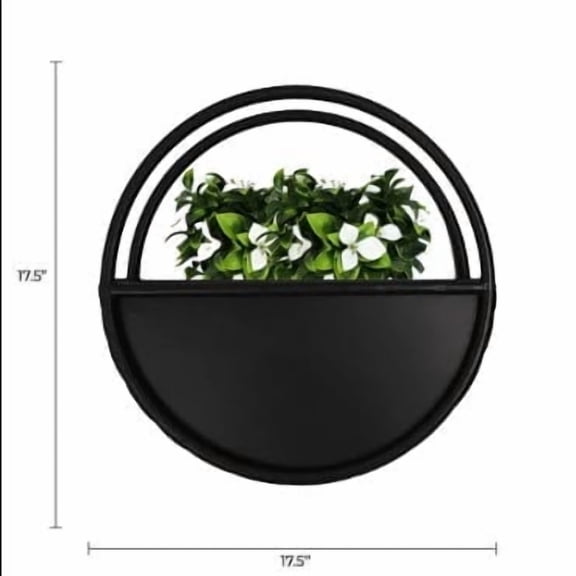Premium Floating Half Moon / Semi Circle Metal Wall Planter | Onyx Black 45cm / 17.5"