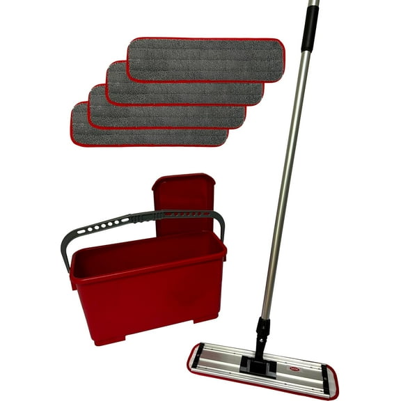 Premium Floor Wax Application Kit with 5 Microfiber Pads, Telescopic Handle, and Recharging Bucket