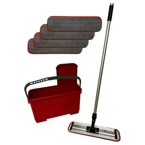 Premium Floor Wax Application Kit with 5 Microfiber Pads, Telescopic Handle, and Recharging Bucket