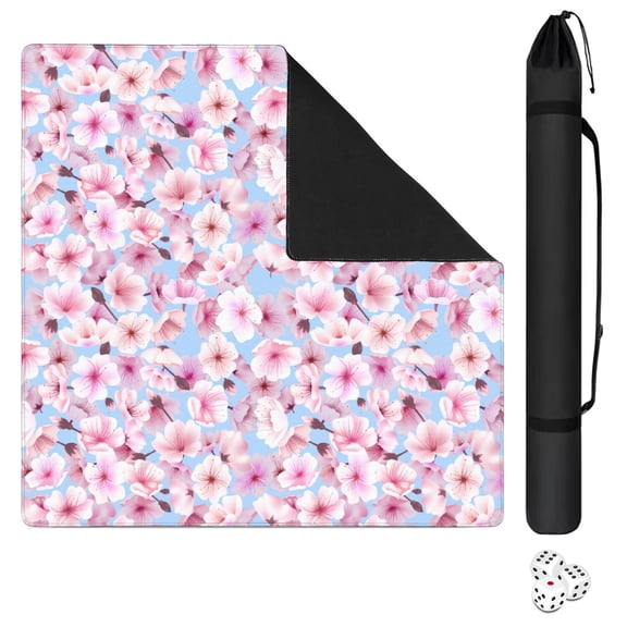 Premium Floral Mahjong Table Mat 31.5x31.5 Inch Extra Large Rubber Game Pad with Anti-Slip Backing & Noise Reducing Surface for Tiles, Cards & Board Games