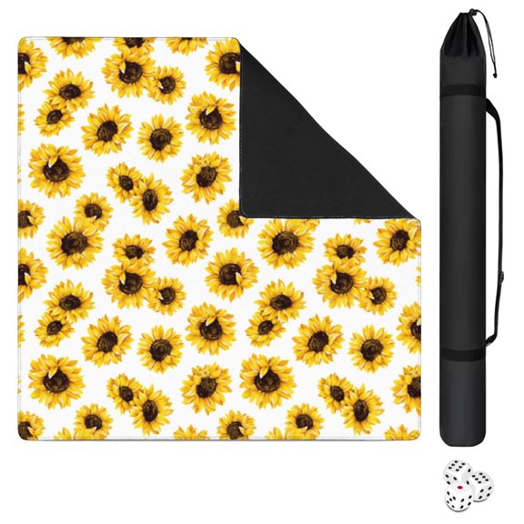 Premium Floral Pattern Game Room Mat 31.5 Inch Square Rubber Playing Surface Anti-Slip Grip Quiet Design for Mahjong Tiles Board Games and Cards