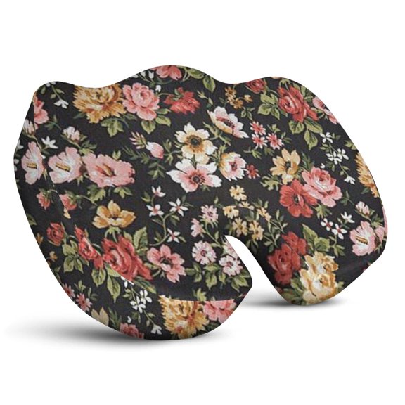 Premium Floral Pattern Memory Foam Seat Cushion Ergonomic Chair Pad for Office Chair, Car, Airplane & Bleachers Sciatica, Tailbone Hip & Back Pain Relief - Chair Cushion for Long Office Workers.
