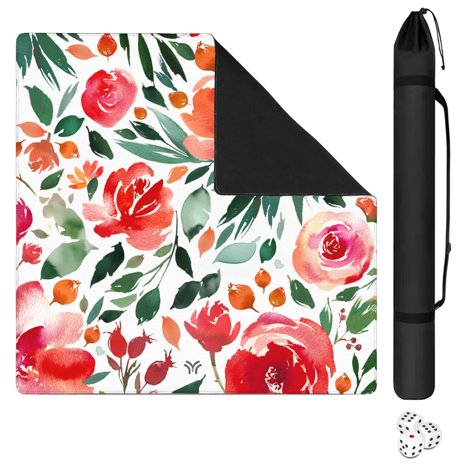 Premium Floral Pattern Non-Slip Mahjong Mat 31.5 Inch Square Rubber Playing Surface Noise Reduction for Chinese Tiles Card Games & Entertainment