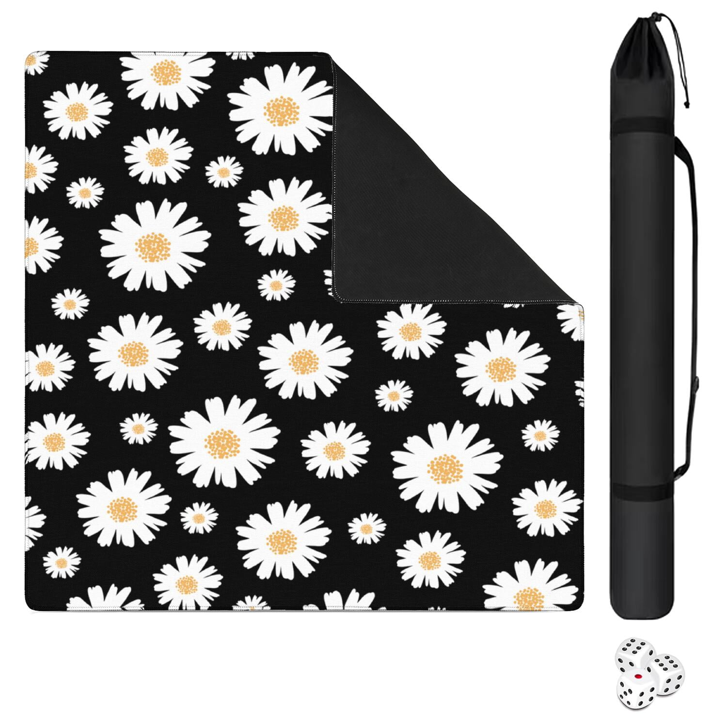 Premium Floral Style Large Mahjong Mat 31.5x31.5 Inch Rubber Game Pad Anti-Slip Surface Quiet Play for Chinese Tiles & Family Game Nights