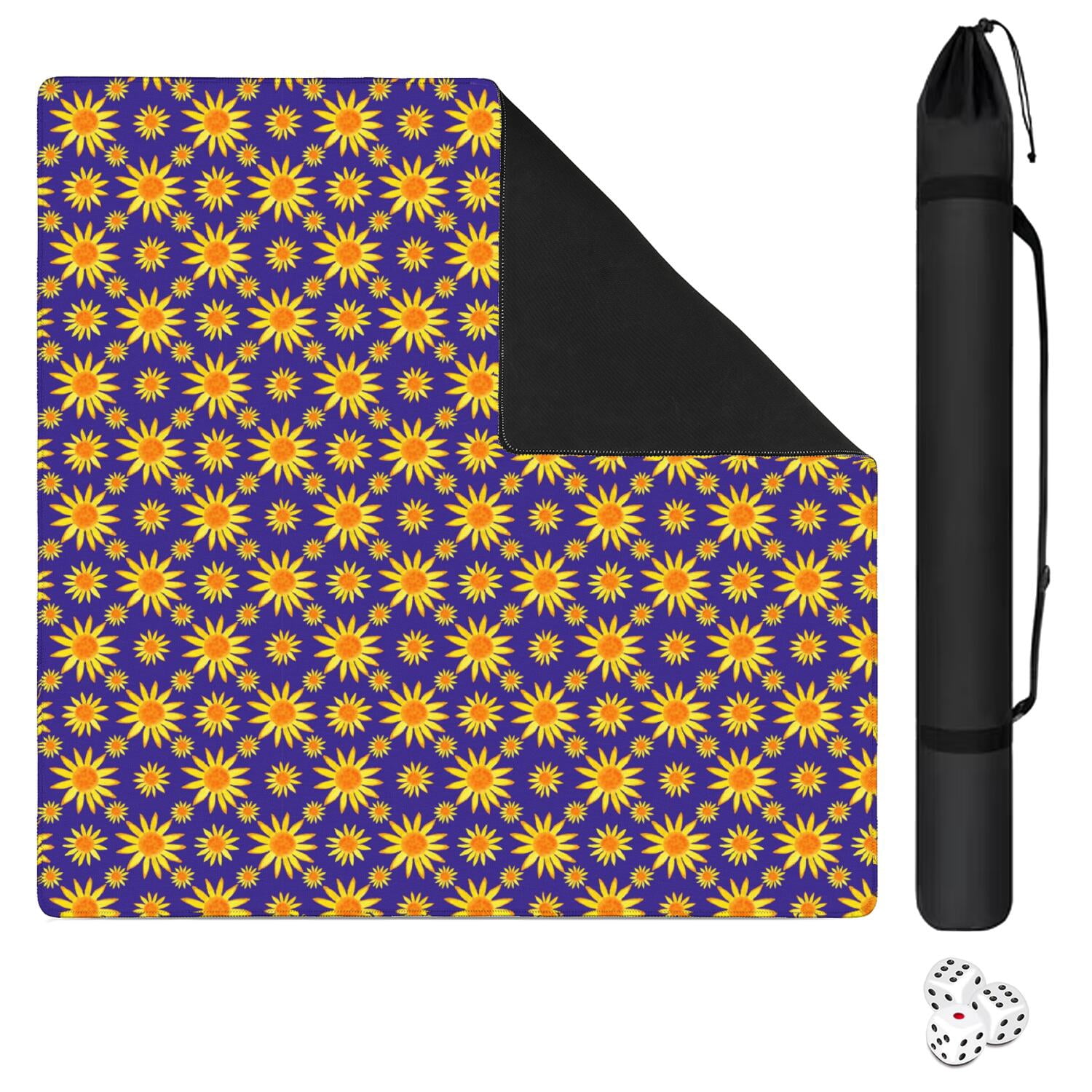 Premium Floral Style Rubber Playing Surface for Game Room 31.5 Inch Square Extra Large Mahjong Mat with Non-Slip Grip & Noise Reduction for Tiles