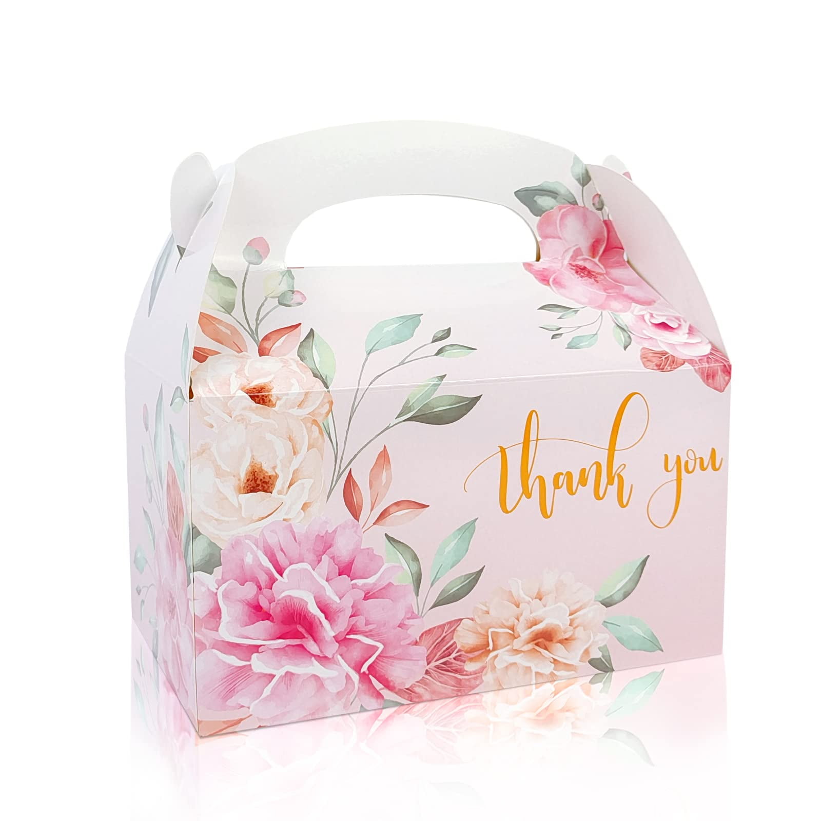 Premium Floral Thank You Treat Boxes 24 Pcs for Wedding, Baby Shower