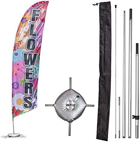 Premium Flowers Feather Flag Kit – 13ft Advertising Flag with Sectional ...