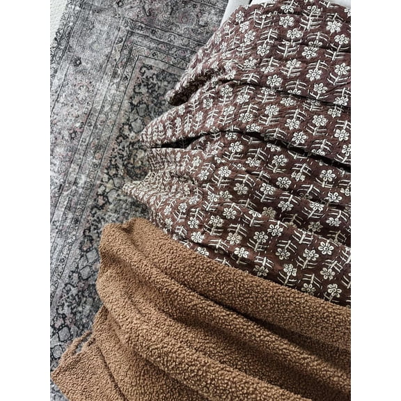 Premium Flowers Print Handmade Cotton Kantha Quilt Twin Size