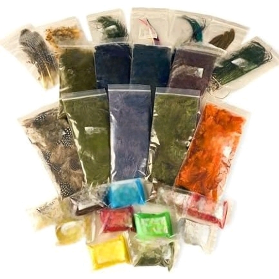 Premium Fly Tying Materials Kit - Comprehensive Variety Pack for Fly Fishing, UV Dyed Marabou, Hackle, Peacock Feathers, Synthetic Dubbing, Ideal for Trout Fishing, Beginners & Experts