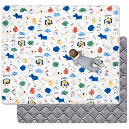 VIVIDVIBEBEARPAS Premium 71"x59" Extra Soft Foam Crawling &Baby Play Mat - Non-Slip, Machine Washable for Infant Toddler Floor Activity and Tummy Time