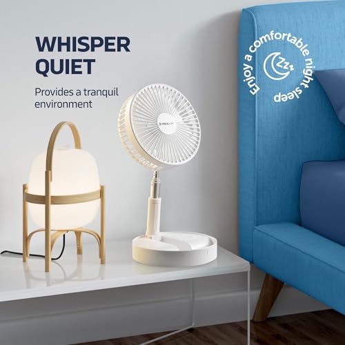 Premium Foldable 4 Speed Portable Fan with Adjustable Height 14  39.5 in, Rechargeable Folding Fan For Home And Office, Quiet Floor Fan For Bedroom, Battery Operated Fan For Trav