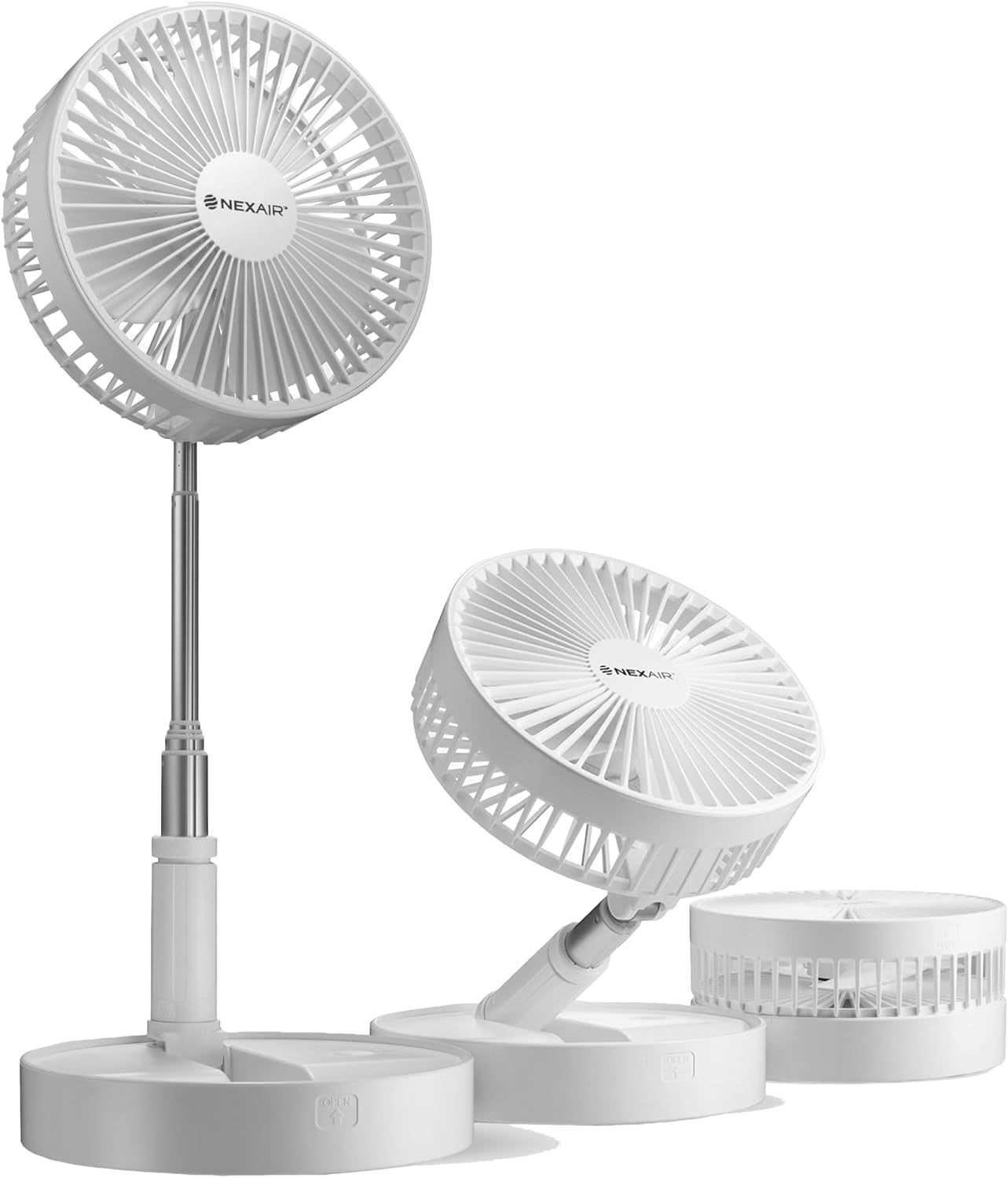 Premium Foldable Fan, 4 Speed Portable Fan with Adjustable Height 14  39.5 in, Rechargeable Folding Fan For Home And Office, Quiet Floor Fan For Bedroom, Battery Operated Fan For Travel