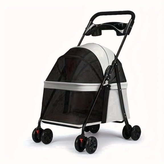 Premium Foldable Pet Stroller for Dogs & Cats – 3‑in‑1 Travel Stroller & Portable Carrier, Breathable Mesh, Safety Tether & Easy One‑Hand Fold