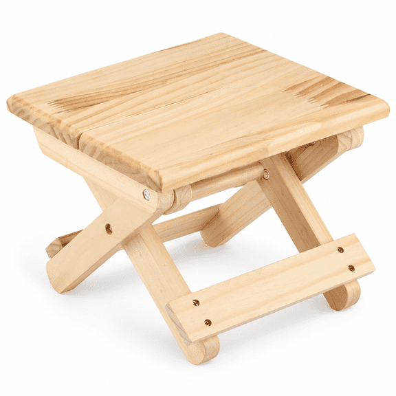 Premium Foldable Solid Pine Wood Small Square Bench for Outdoor Fishing and Picnic Camping, Portable Ergonomic Seating Chair Compact Design (9.4 inches / 24 cm) Hoxipl