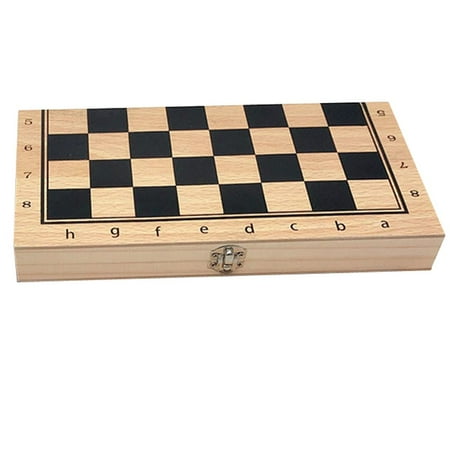 Deluxe Wooden Travel Chess Set with Folding Chess Board Educational Kids And Adults Chess Checker Backgammon Board Games , 29x29cm