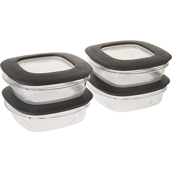 Premium Food Storage Container, 3 Cup, Grey (4-Pack)