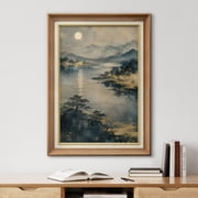 Premium Frame Wall Art Serene River Valley Landscape With Misty Mountains Print Atmospheric Nature Wall Decor for Living Room, Office - 26"x36" Natural
