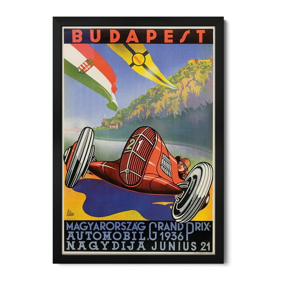 Premium Framed Art Print - Budapest Grand Prix, 1936
