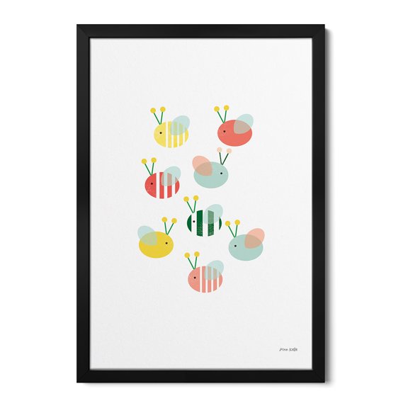 Premium Framed Art Print - Bumblebee Friends
