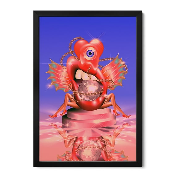 Premium Framed Art Print - Eating A Disco Ball