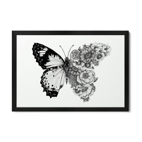 Premium Framed Art Print - Ecmazur Butterfly In Bloom