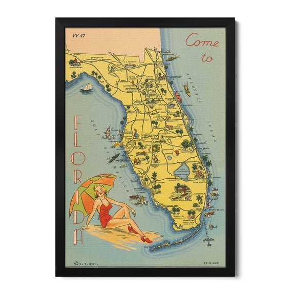 Premium Framed Art Print - Florida Postcard VI