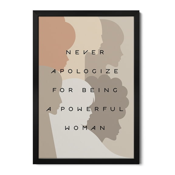 Premium Framed Art Print - Girl Power Never Apologize Pastel