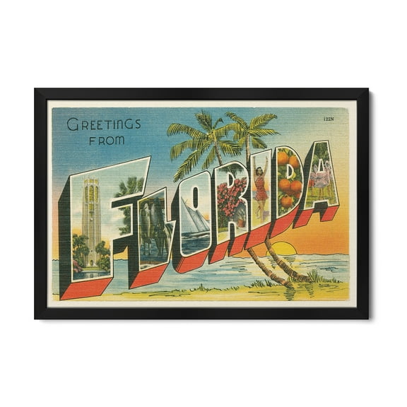 Premium Framed Art Print - Greetings from Florida II