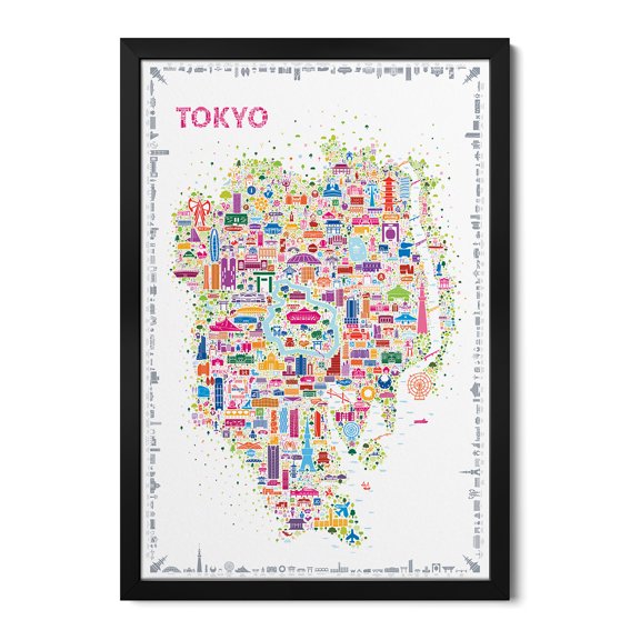 Premium Framed Art Print - Iconic Cities-Tokyo