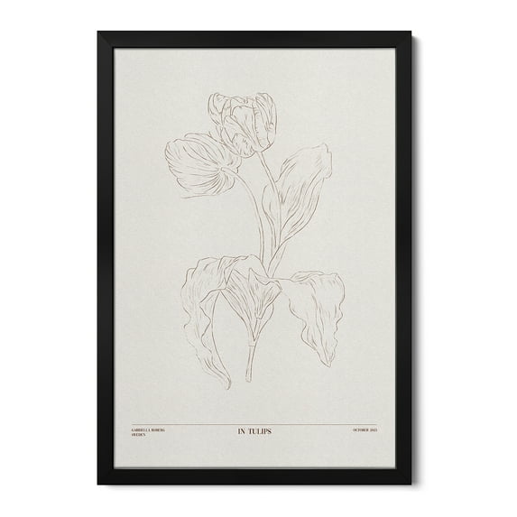 Premium Framed Art Print - In Tulips (Brown)