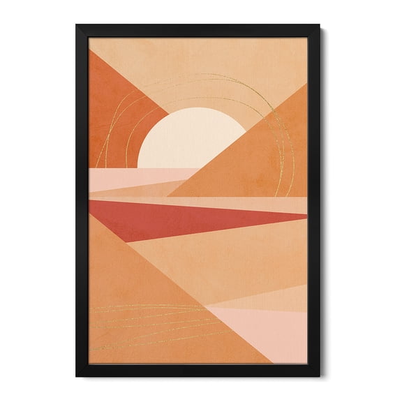 Premium Framed Art Print - Midmod Geo IV Earthy Sunrise