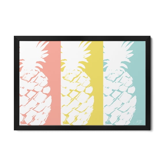 Premium Framed Art Print - Modern Pineapple Trio