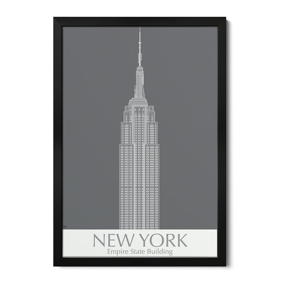 Premium Framed Art Print - New York Empire State Building Monochrome