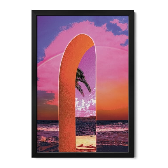 Premium Framed Art Print - Portal Vaporwave