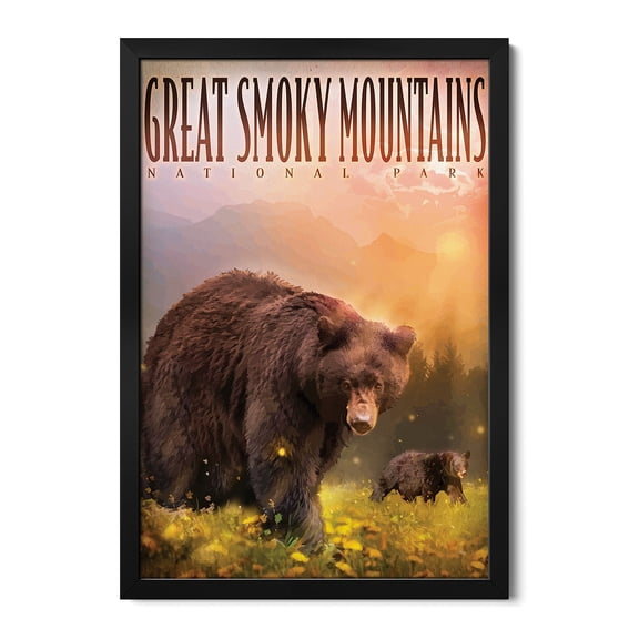 Premium Framed Art Print - Smokey Mountain Bears
