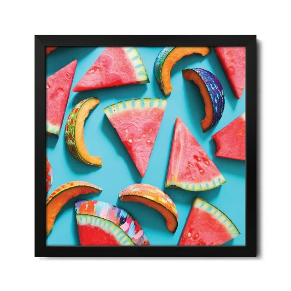 Premium Framed Art Print - Watermelon & Cantaloupe Slices