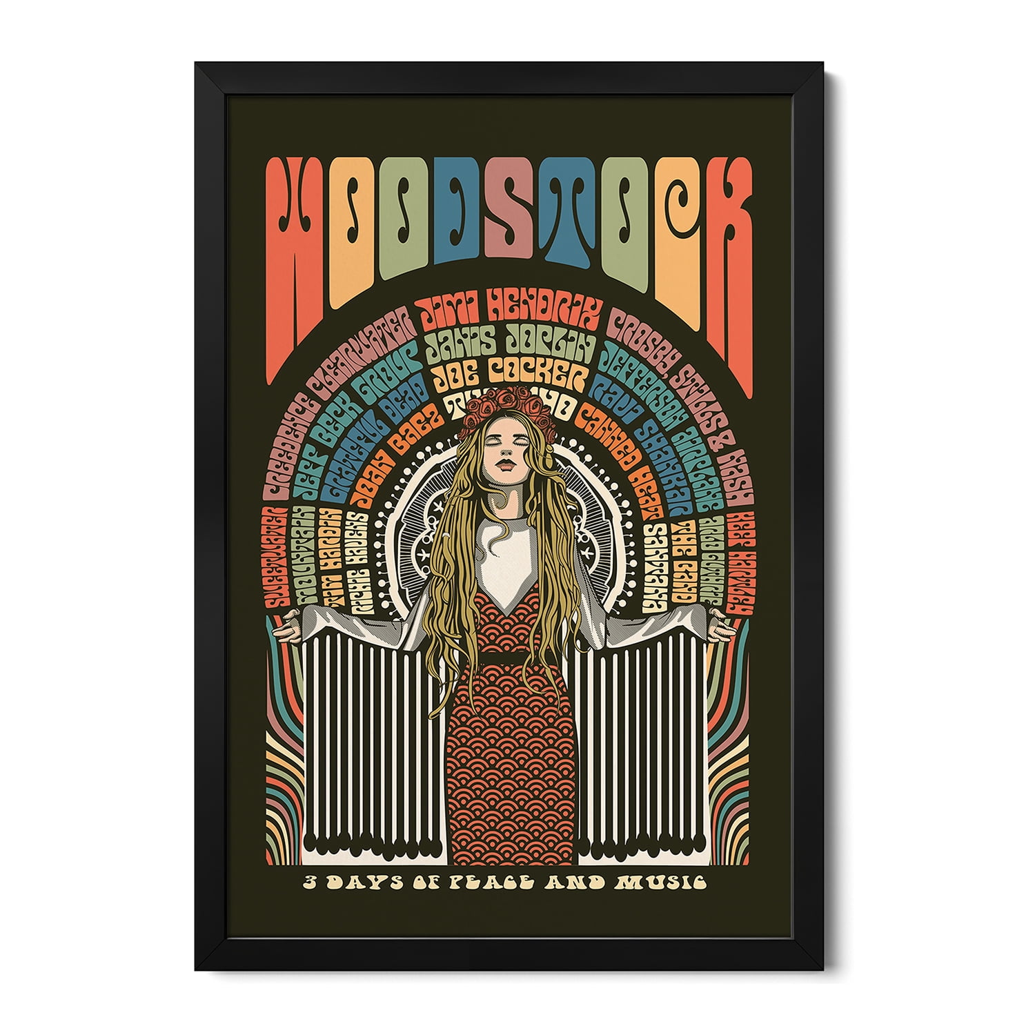 Premium Framed Art Print - Woodstock Festival Poster - Walmart.com