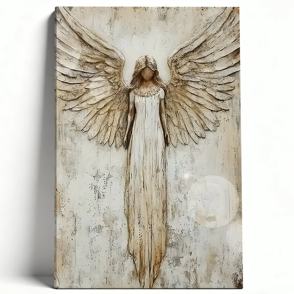 Premium Framed Canvas Wall Art - Vintage Angel With Wings, Rustic Religious Decor For Living Room Bedroom Hallway, Easy To Hang, High-Definition Print 16*24inch(40*60cm)