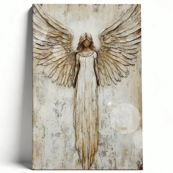 Premium Framed Canvas Wall Art - Vintage Angel With Wings, Rustic Religious Decor For Living Room Bedroom Hallway, Easy To Hang, High-Definition Print 8*12inch(20*30cm)