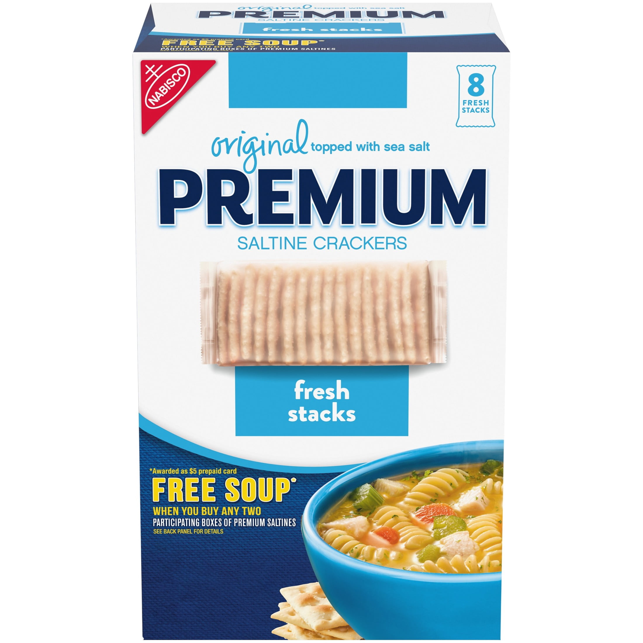 Premium Fresh Stacks Original Saltine Crackers, Travel Snacks, 13.6 oz (8 Multi Snack Packs)