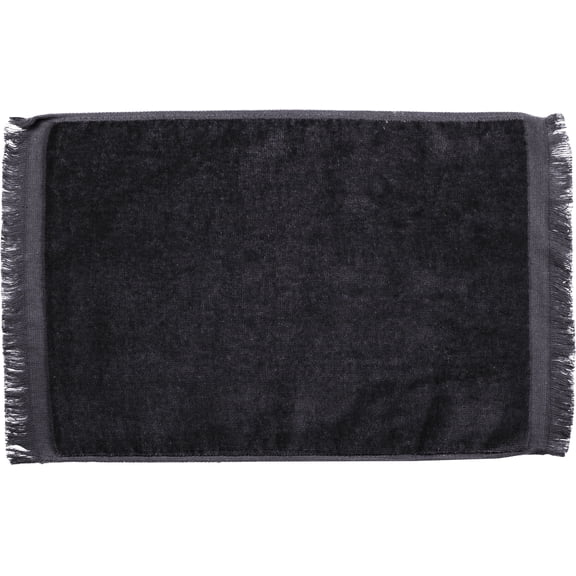 Set of 12 Premium Fringed Velour Fingertip Towel-Black-Set of 12 Towels