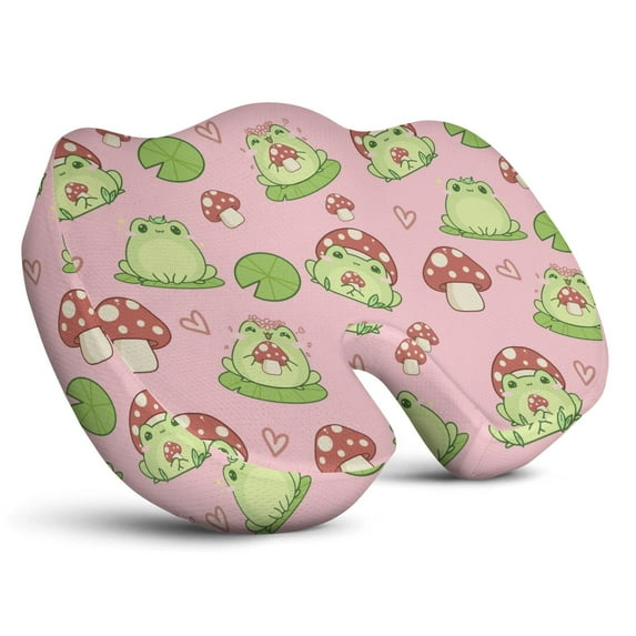 Premium Frog Pattern Memory Foam Seat Cushion Ergonomic Chair Pad for Office Chair, Car, Airplane & Bleachers Sciatica, Tailbone Hip & Back Pain Relief - Chair Cushion for Long Office Workers.