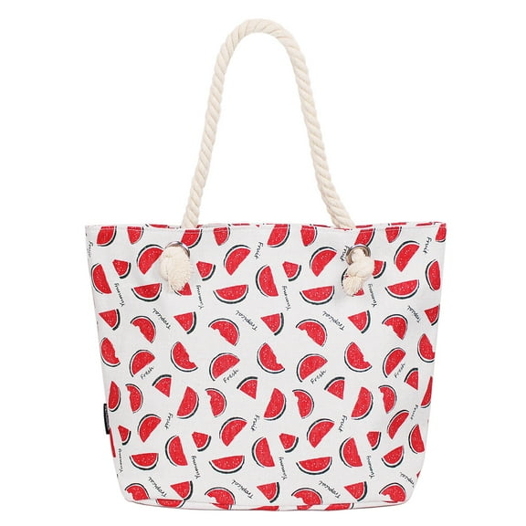 Premium Fruit Print Lemon Strawberry Watermelon Canvas Tote Shoulder Bag Handbag