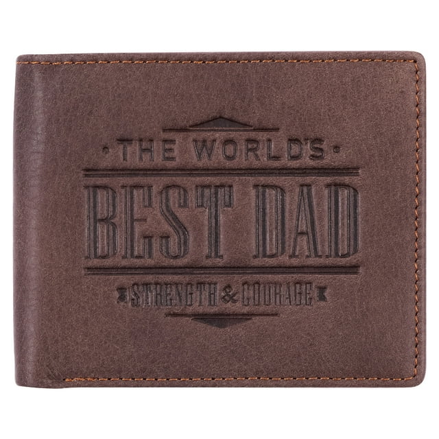Premium Full Grain Leather RFID Wallet for Men World's Best Dad Joshua ...