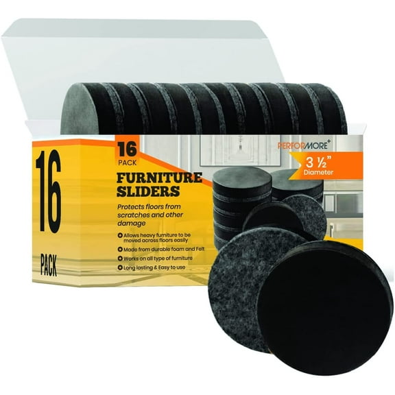 Premium Furniture Sliders 3.46" Diameter .708" Thick for Moving Furniture and Protecting Floors