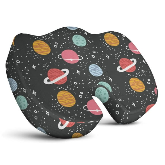 Premium Galaxy Pattern Memory Foam Seat Cushion Ergonomic Chair Pad for Office Chair, Car, Airplane & Bleachers Sciatica, Tailbone Hip & Back Pain Relief - Chair Cushion for Long Office Workers.
