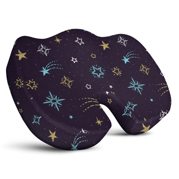 Premium Galaxy Pattern Memory Foam Seat Cushion Ergonomic Chair Pad for Office Chair, Car, Airplane & Bleachers Sciatica, Tailbone Hip & Back Pain Relief - Chair Cushion for Long Office Workers.