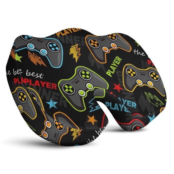 Premium Gaming Pattern Memory Foam Seat Cushion Ergonomic Chair Pad for Office Chair, Car, Airplane & Bleachers Sciatica, Tailbone Hip & Back Pain Relief - Chair Cushion for Long Office Workers.